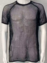 Men's Openwork Round Neck Short Sleeve T-Shirt - Trendsi - Flyclothing LLC