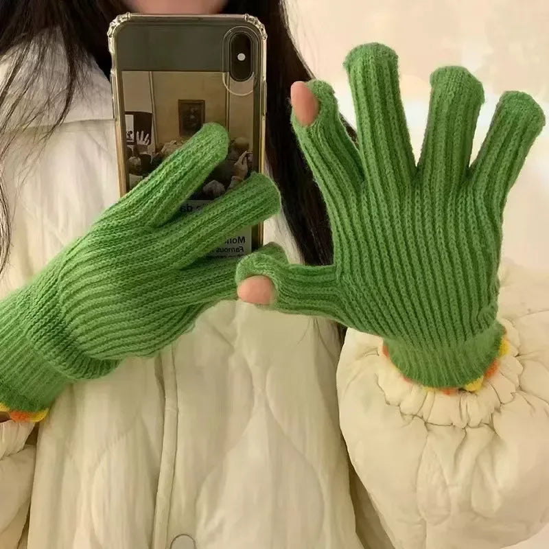 Fingerless Knitted Gloves - Trendsi - Flyclothing LLC