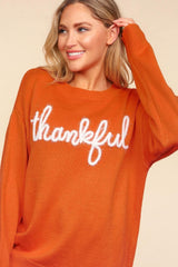 Haptics Full Size Metallic Glitter Embroidery Sweater - Trendsi