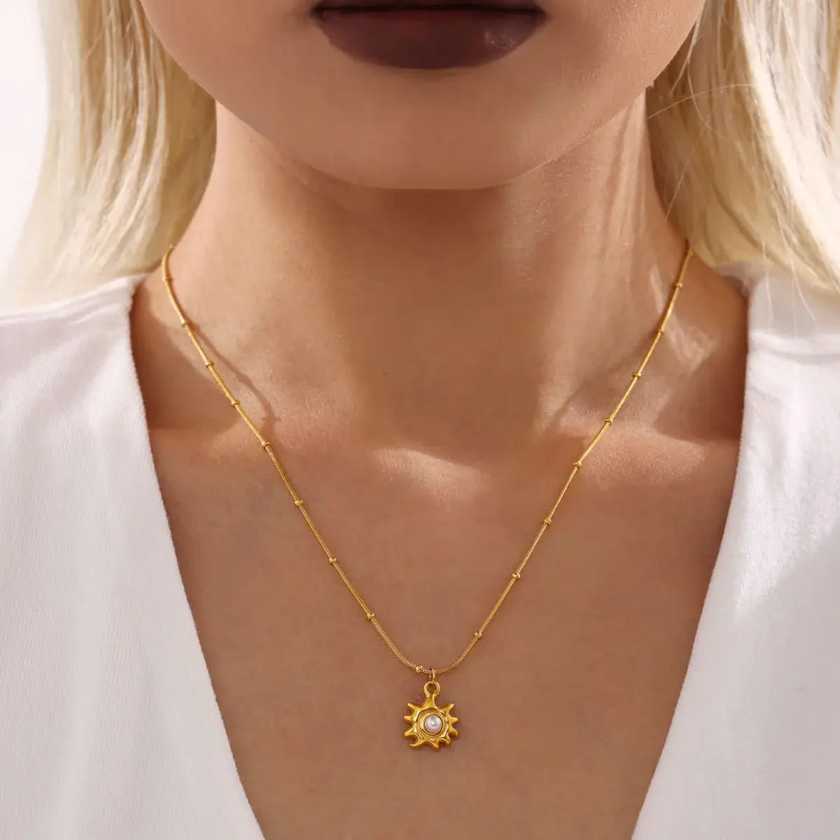 18K Gold-Plated Shell Pearl Necklace - Trendsi - Flyclothing LLC