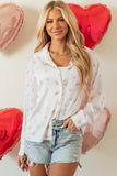 Heart Print Collared Neck Long Sleeve Shirt - Trendsi - Flyclothing LLC