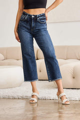 RFM Full Size Tummy Control High Waist Raw Hem Jeans - Trendsi - Flyclothing LLC