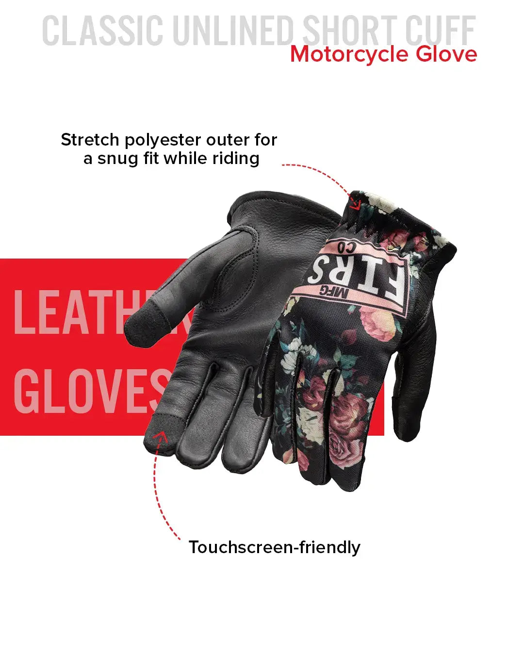 Pink Flower Women's Clutch Gloves - First Manufacturing Company - Flyclothing LLC