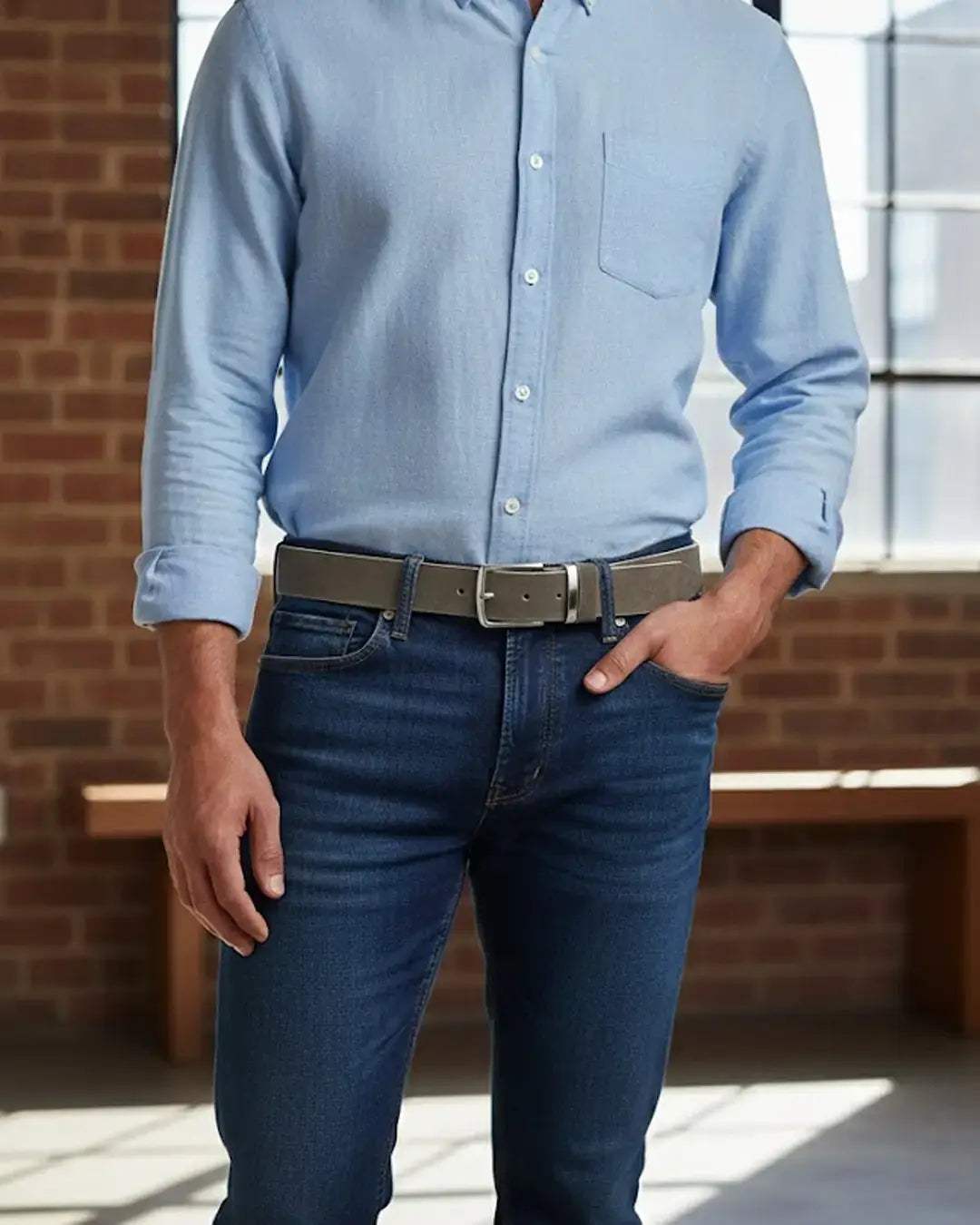 Dark Brown Nubuck Belt - First Manufacturing Company - Flyclothing LLC
