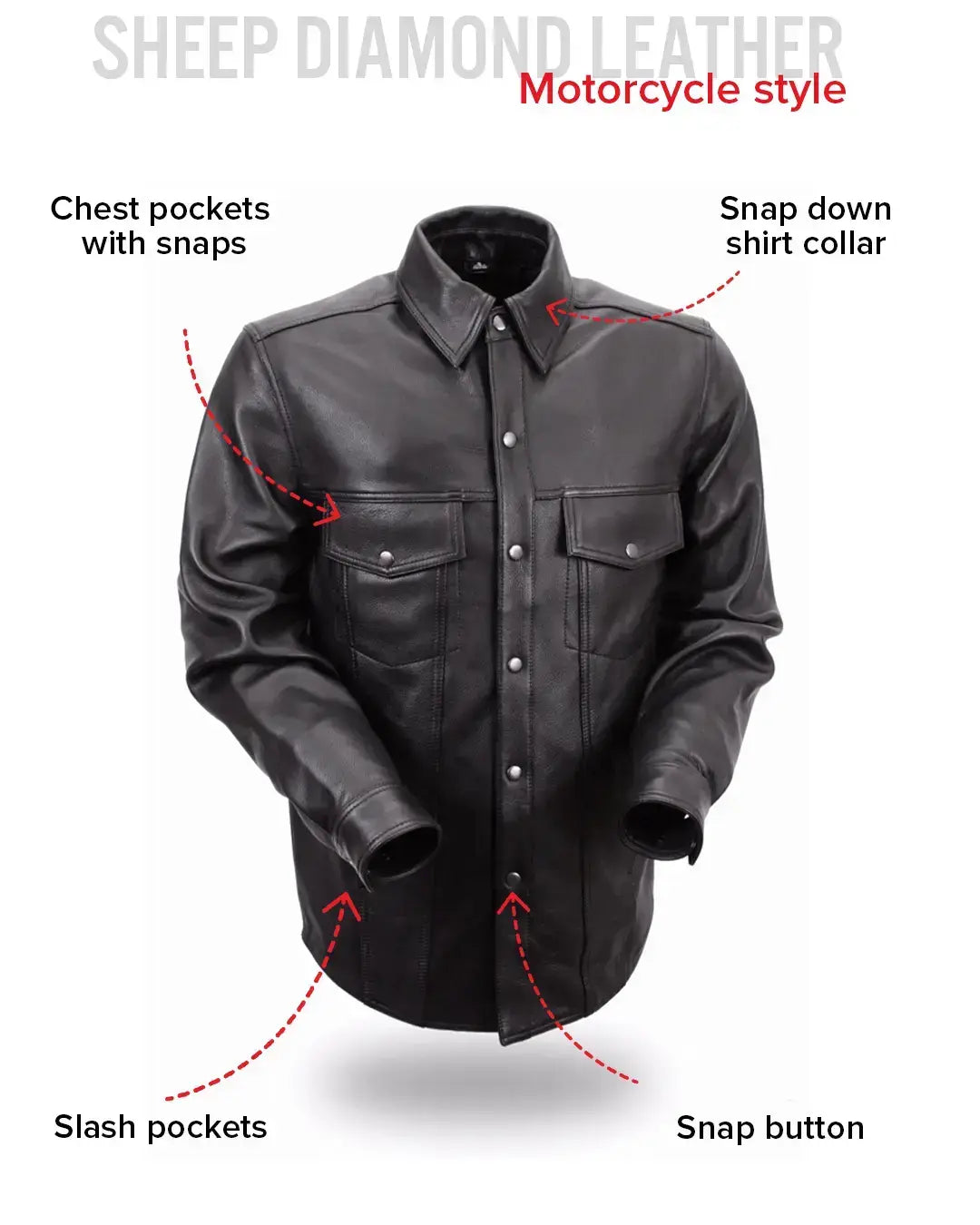 Milestone - Men's Leather Motorcycle Shirt - First Manufacturing Company - Flyclothing LLC