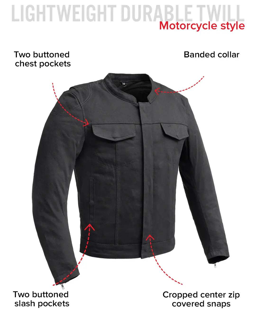 Desperado Men's Motorcycle Twill Jacket - First Manufacturing Company - Flyclothing LLC