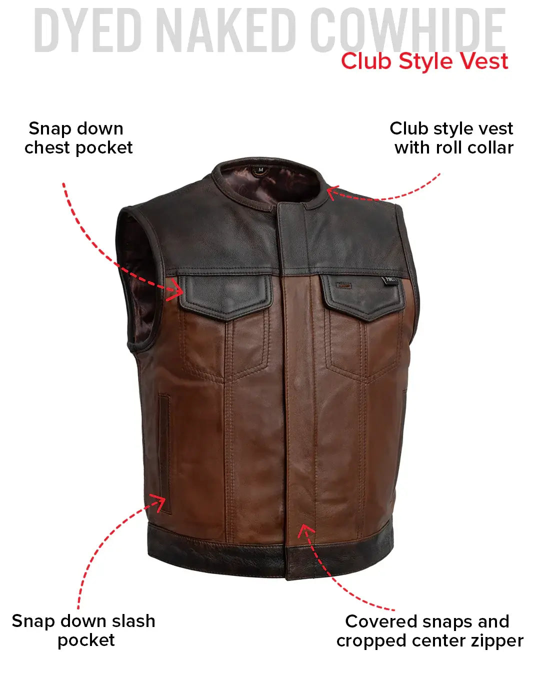 Lowside Rider Men's Motorcycle Leather Vest - First Manufacturing Company - Flyclothing LLC