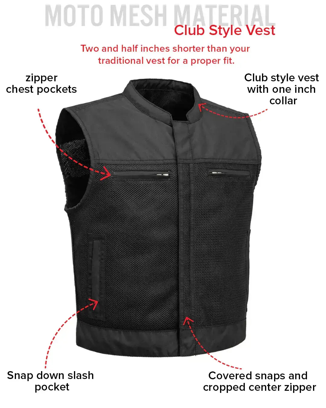 Lowrider Moto Mesh Men's Motorcycle Vest - First Manufacturing Company - Flyclothing LLC