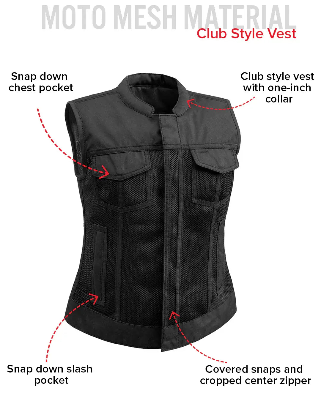 Jessica Moto Mesh Women's Motorcycle Vest - First Manufacturing Company - Flyclothing LLC