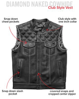Sinister - Men's Motorcycle Leather Vest - First Manufacturing Company - Flyclothing LLC