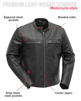 Rocky Men's Motorcycle Leather Jacket - First Manufacturing Company - Flyclothing LLC