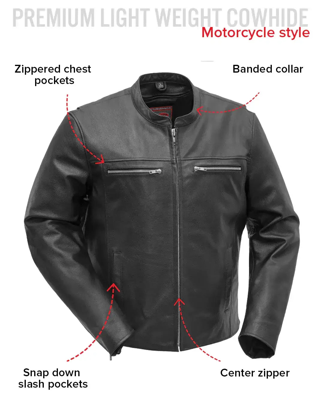 Rocky Men's Motorcycle Leather Jacket - First Manufacturing Company - Flyclothing LLC