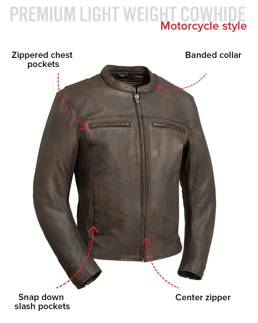 Rocky Men's Motorcycle Leather Jacket - First Manufacturing Company - Flyclothing LLC
