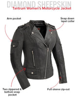 Tantrum - Women's Motorcycle Leather Jacket - First Manufacturing Company - Flyclothing LLC