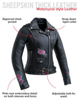 Bloom - Women's Motorcycle Leather Jacket - First Manufacturing Company - Flyclothing LLC