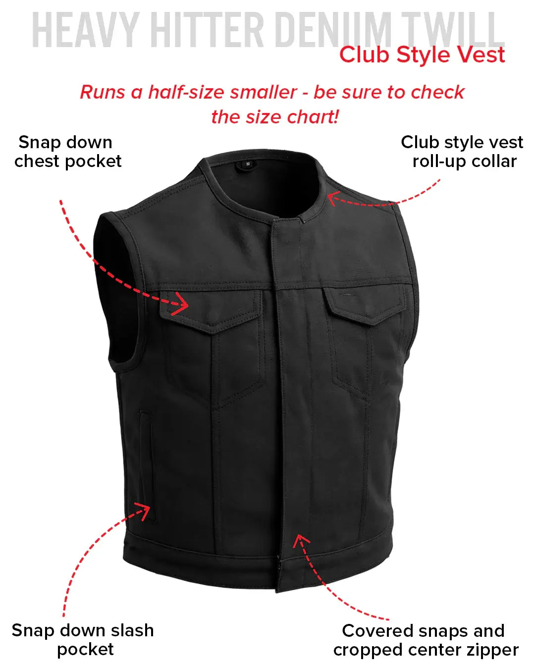 Lowside Men's Motorcycle Twill Vest - First Manufacturing Company - Flyclothing LLC