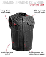 Hornet Men's Club Style Leather Vest - First Manufacturing Company - Flyclothing LLC