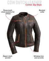 Electra - Women's Motorcycle Leather Jacket - First Manufacturing Company - Flyclothing LLC