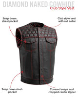Hornet Men's Club Style Leather Vest - First Manufacturing Company - Flyclothing LLC