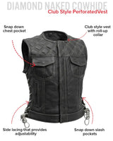 Bonnie Perforated Women's Motorcycle Leather Vest - First Manufacturing Company - Flyclothing LLC