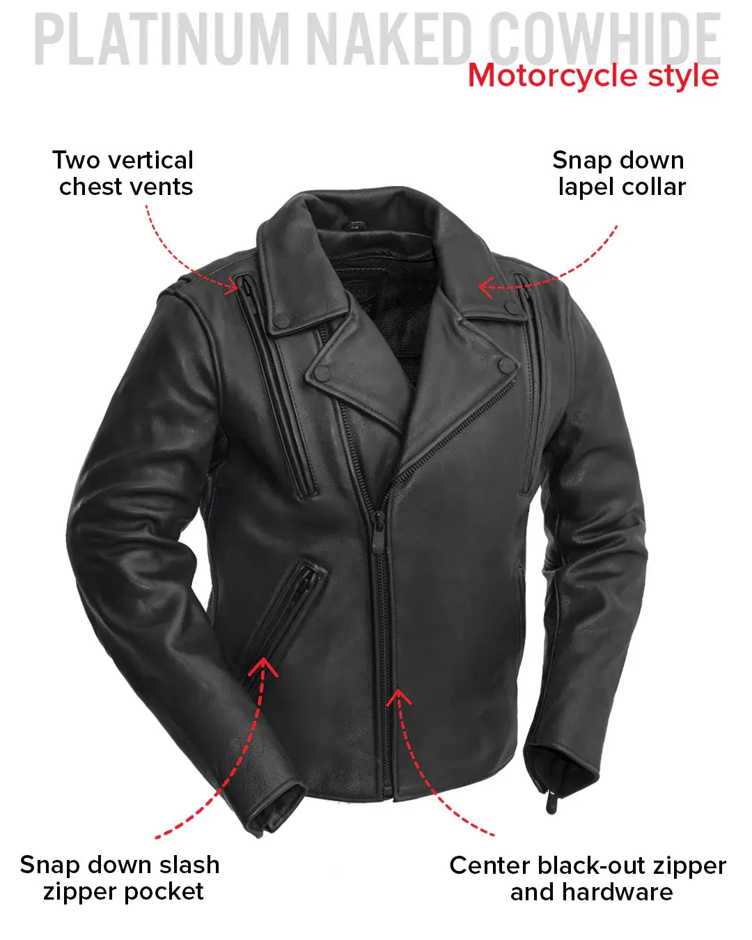 Night Rider Men's Motorcycle Leather Jacket - First Manufacturing Company - Flyclothing LLC