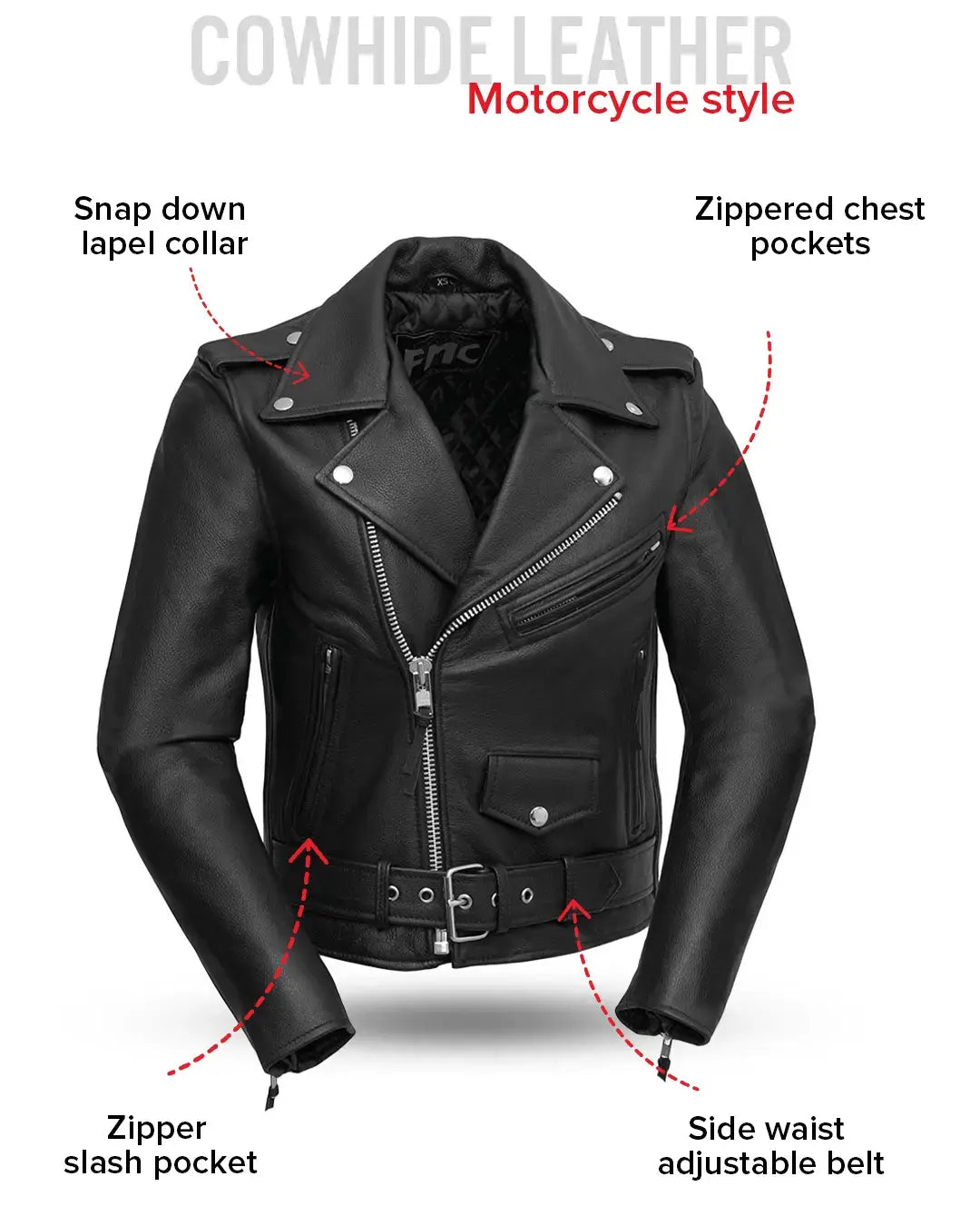 Bikerlicious - Women's Motorcycle Leather Jacket - First Manufacturing Company - Flyclothing LLC