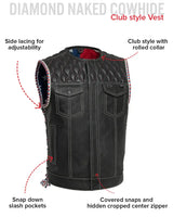 Captain Perforated Men's Motorcycle Leather Vest - First Manufacturing Company - Flyclothing LLC