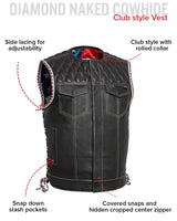 Captain Men's Motorcycle Leather Vest - First Manufacturing Company - Flyclothing LLC