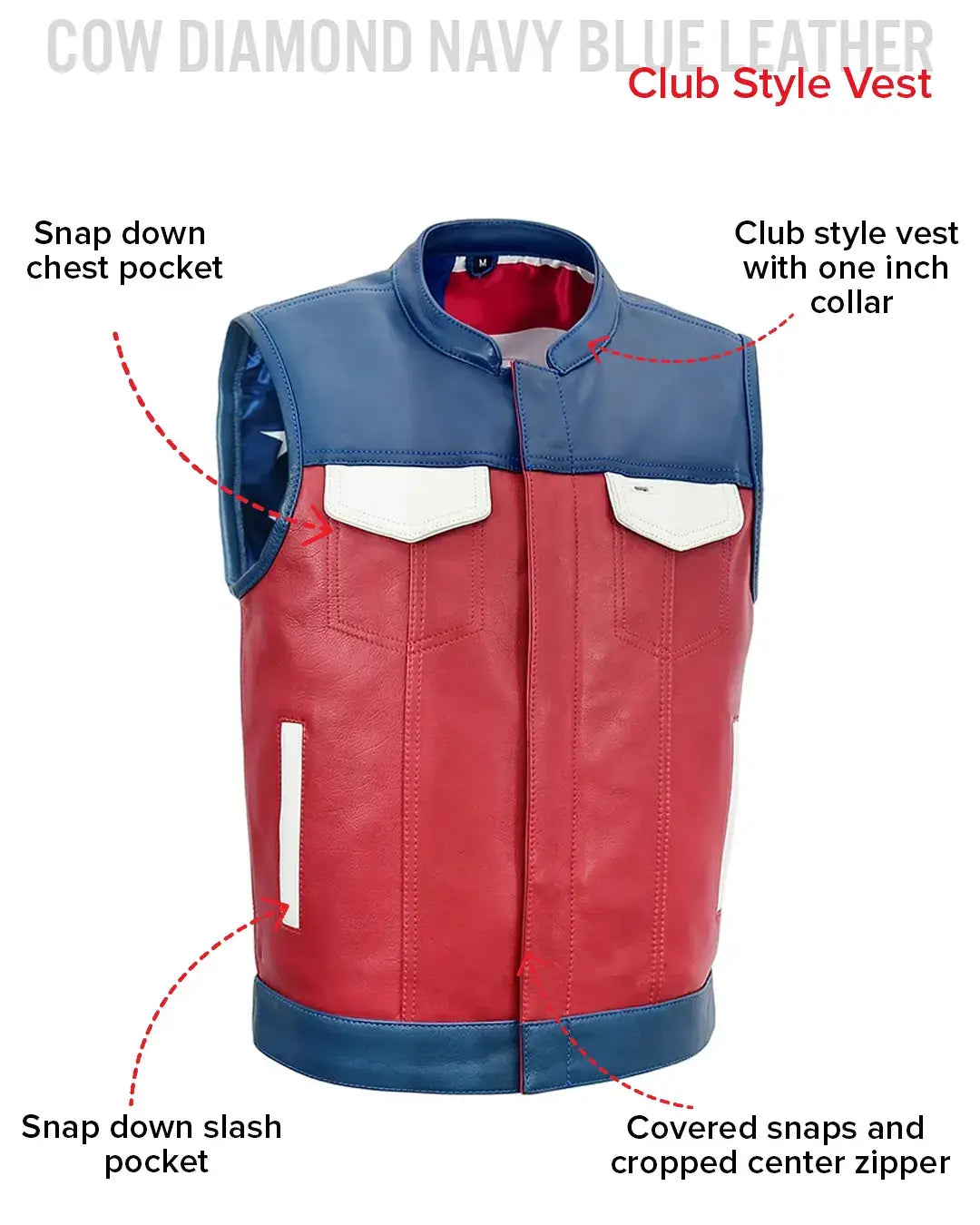 Patriot Rebel Men's Motorcycle Leather Vest - First Manufacturing Company - Flyclothing LLC