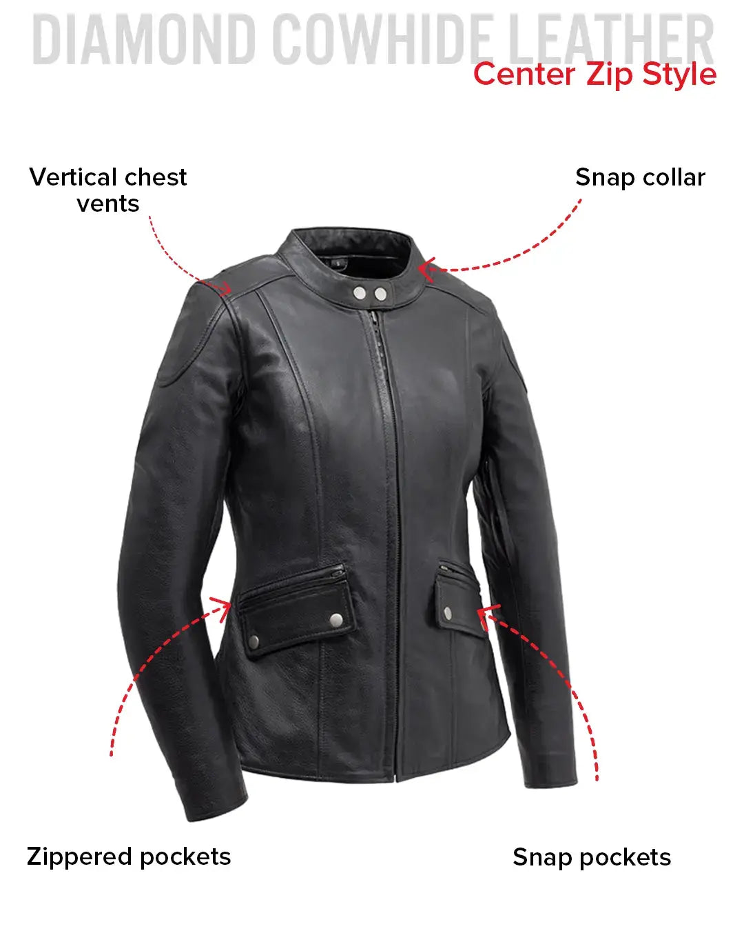 Jewel - Women's Motorcycle Leather Jacket - First Manufacturing Company - Flyclothing LLC