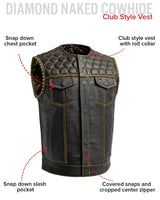 Hornet Men's Club Style Leather Vest - First Manufacturing Company - Flyclothing LLC