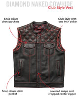 Sinister - Men's Motorcycle Leather Vest - First Manufacturing Company - Flyclothing LLC