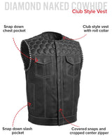 Hornet Perforated Men's Club Style Leather Vest - First Manufacturing Company - Flyclothing LLC