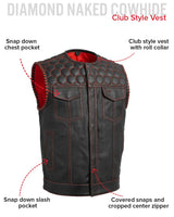 Hornet Perforated Men's Club Style Leather Vest - First Manufacturing Company - Flyclothing LLC