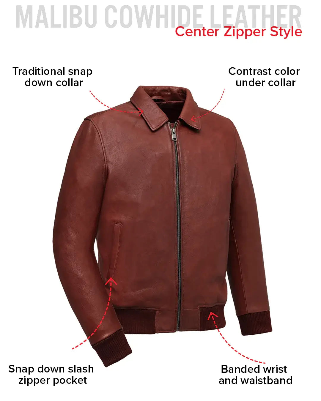 Moto Bomber - Men's Leather Jacket - First Manufacturing Company - Flyclothing LLC