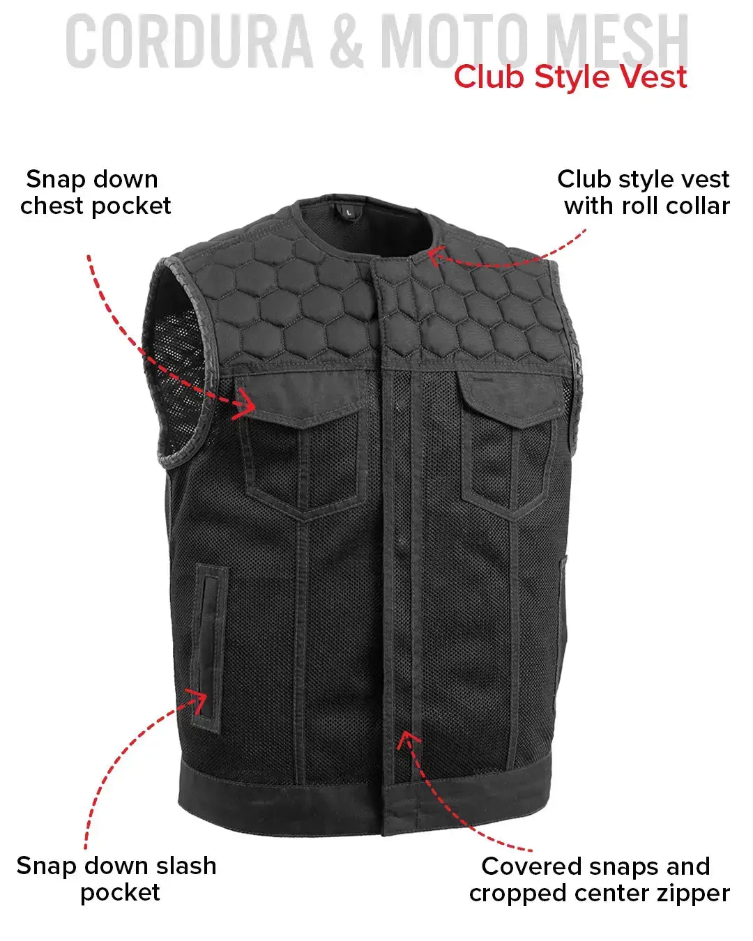 Lowside Hornet Moto Mesh Men's Club Style Vest - First Manufacturing Company - Flyclothing LLC