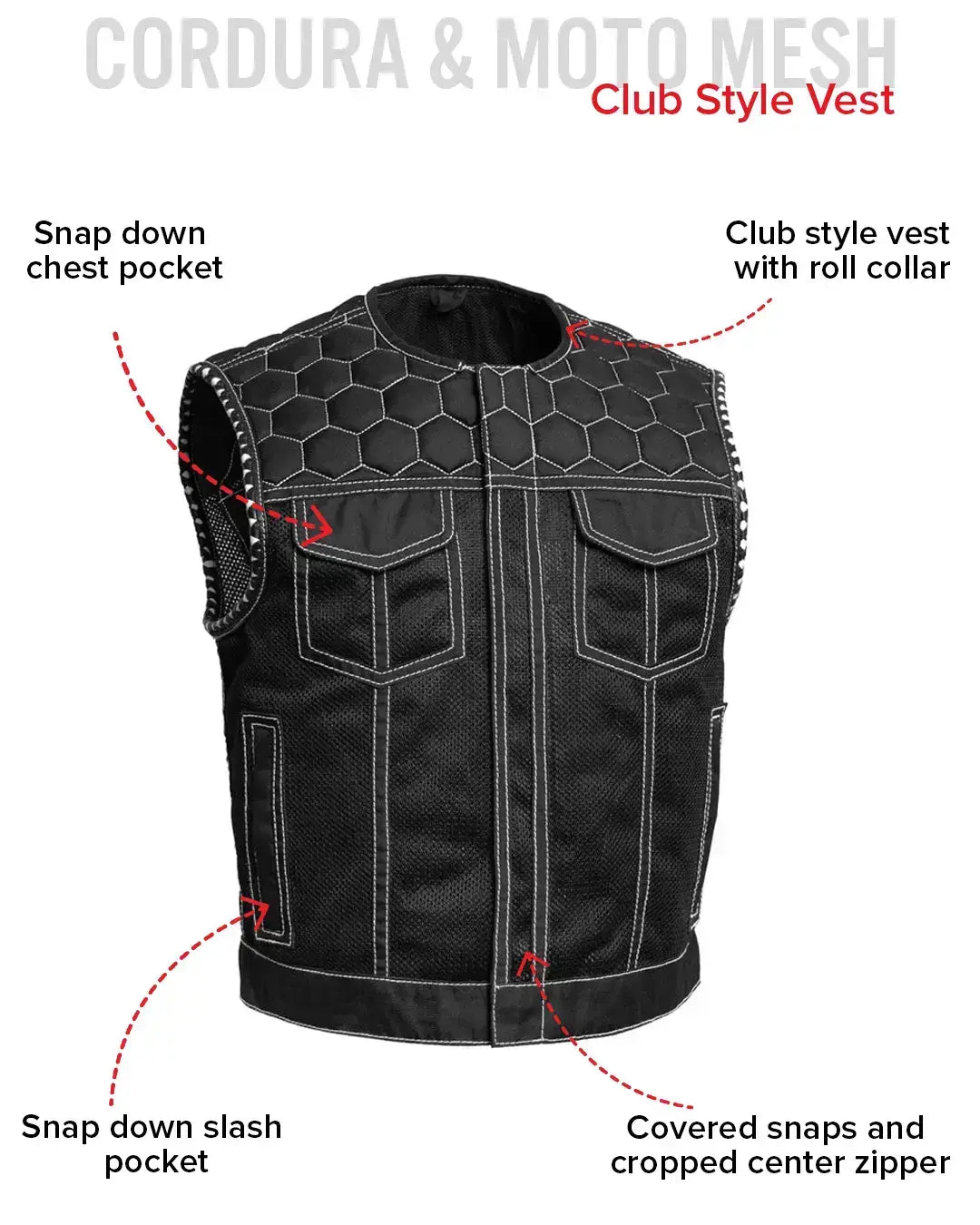 Lowside Hornet Moto Mesh Men's Club Style Vest - First Manufacturing Company - Flyclothing LLC
