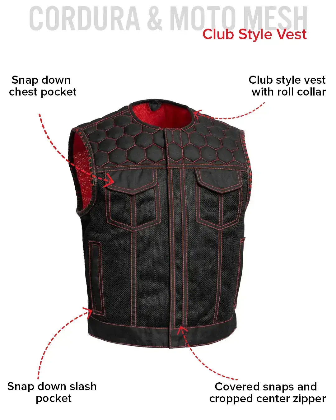 Lowside Hornet Moto Mesh Men's Club Style Vest - First Manufacturing Company - Flyclothing LLC