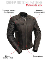 Trickster Womens Motorcycle Leather Jacket - First Manufacturing Company - Flyclothing LLC