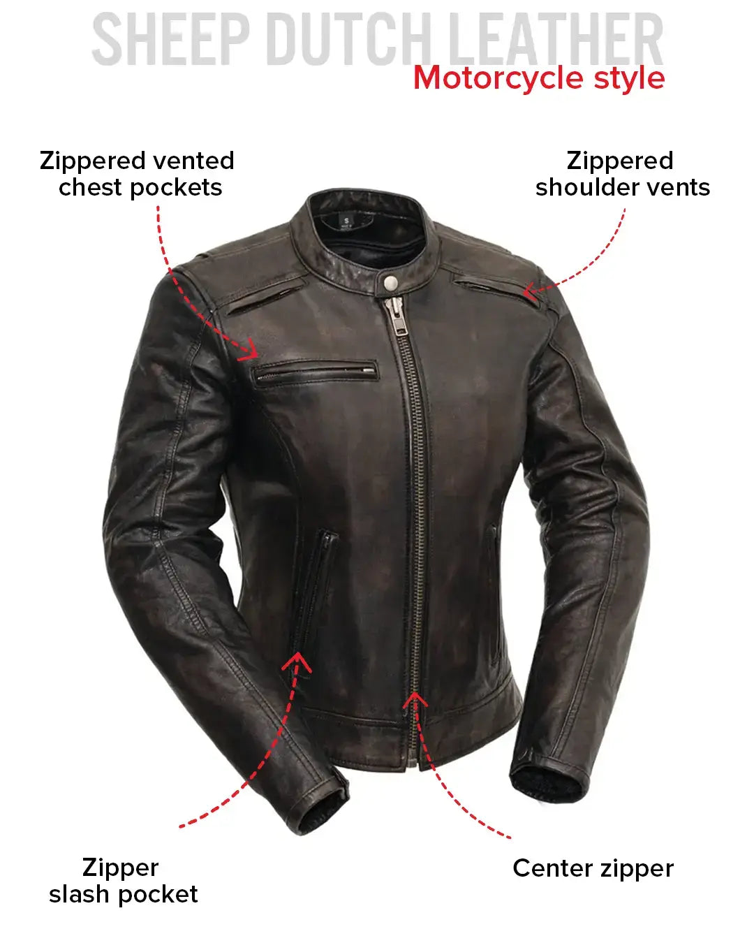 Trickster Womens Motorcycle Leather Jacket - First Manufacturing Company - Flyclothing LLC