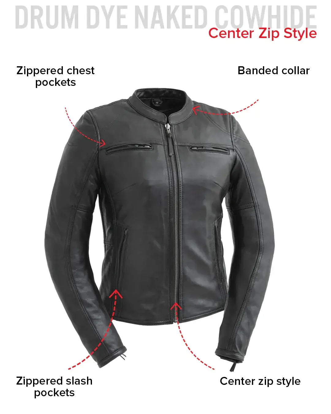 Supastar - Womens Motorcycle Leather Jacket - First Manufacturing Company - Flyclothing LLC