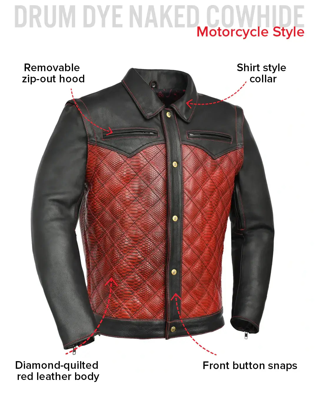 Redstrike Men’s Motorcycle Leather Jacket - First Manufacturing Company - Flyclothing LLC