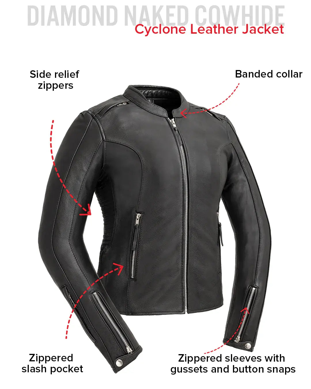 Cyclone - Women's Motorcycle Leather Jacket - First Manufacturing Company - Flyclothing LLC
