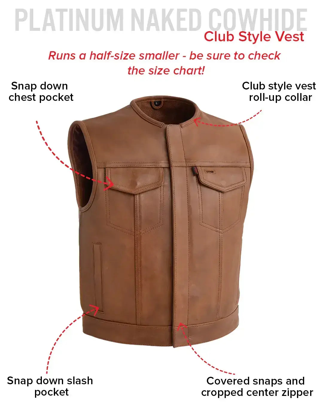 Lowside Men's Motorcycle Leather Vest - First Manufacturing Company - Flyclothing LLC