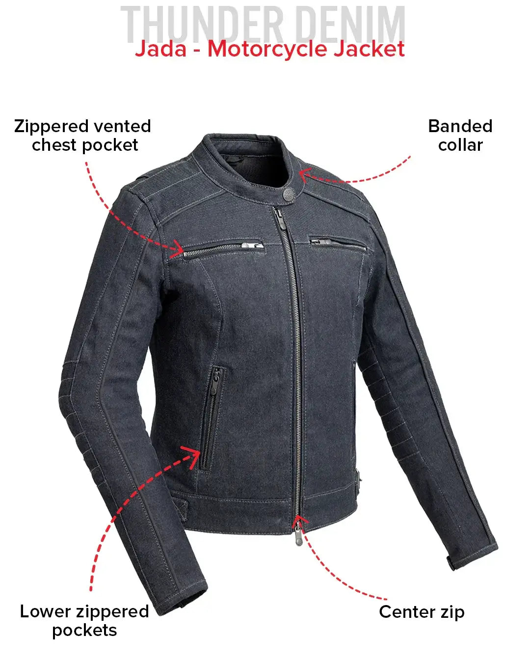 Jada - Women's Thunder Denim Jacket - First Manufacturing Company - Flyclothing LLC