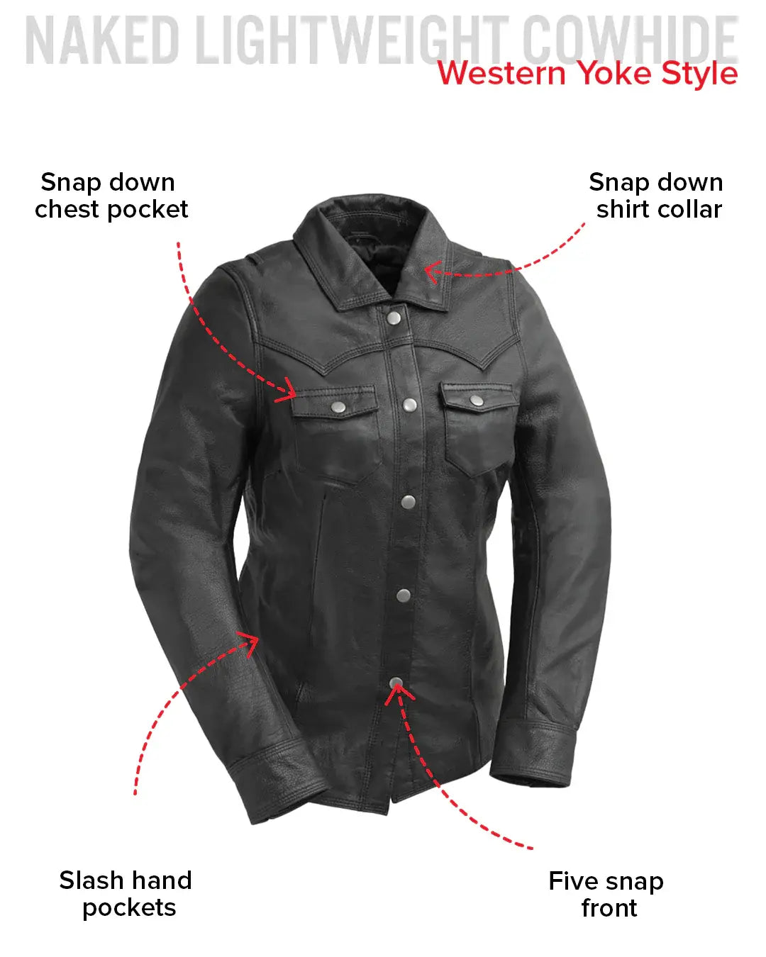 Onyx Women's Leather Motorcycle Shirt - First Manufacturing Company - Flyclothing LLC