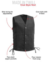 Lone Star Men's Motorcycle Twill Vest - First Manufacturing Company - Flyclothing LLC