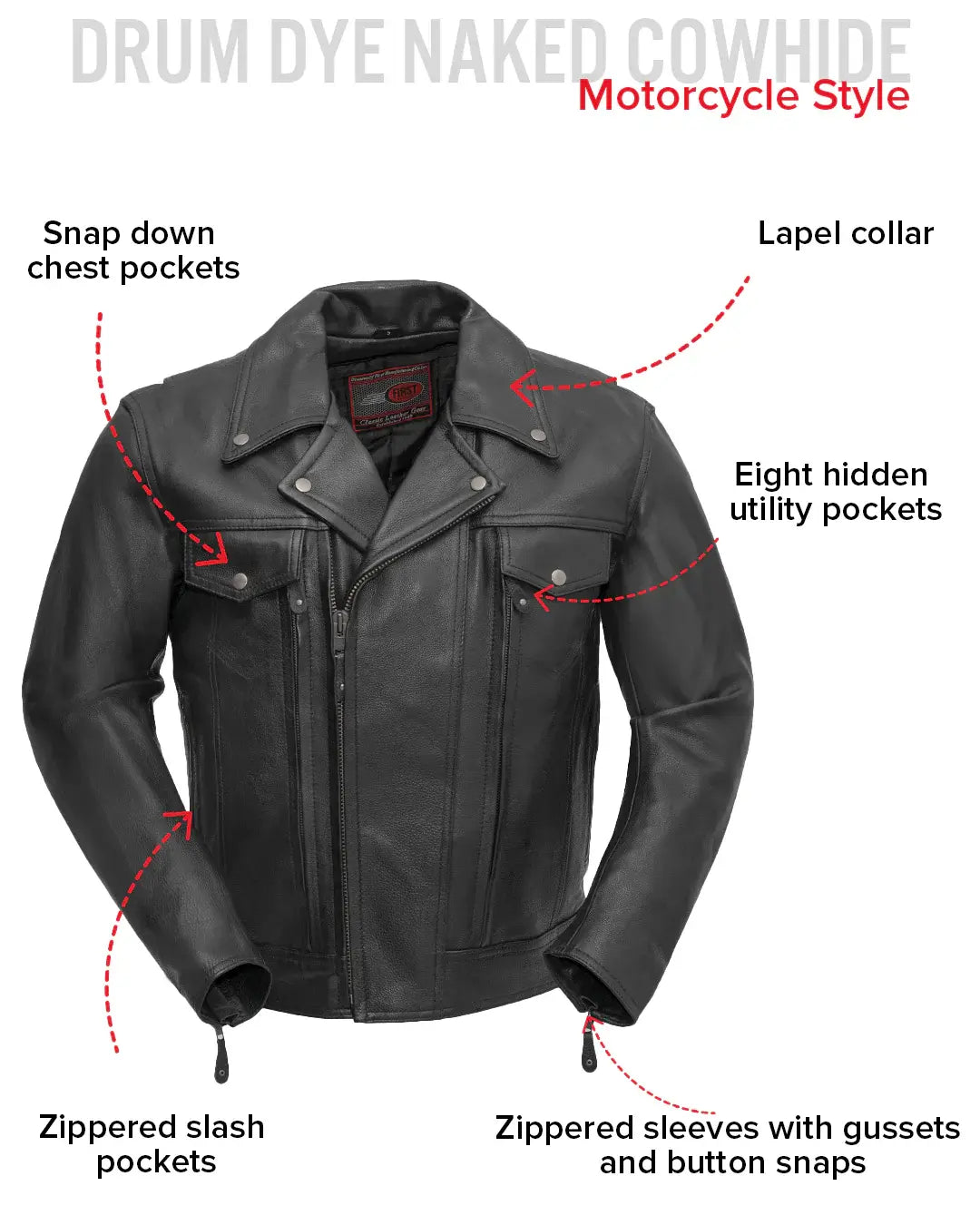 Mastermind Men's Motorcycle Leather Jacket - First Manufacturing Company - Flyclothing LLC