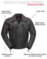 Mastermind Men's Motorcycle Leather Jacket - First Manufacturing Company - Flyclothing LLC