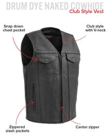 Badlands Men's Motorcycle Leather Vest - First Manufacturing Company - Flyclothing LLC